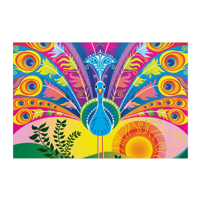 Peacock Tail Acrylic Print (Front)
