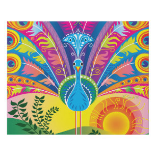 Peacock Tail Faux Canvas Print