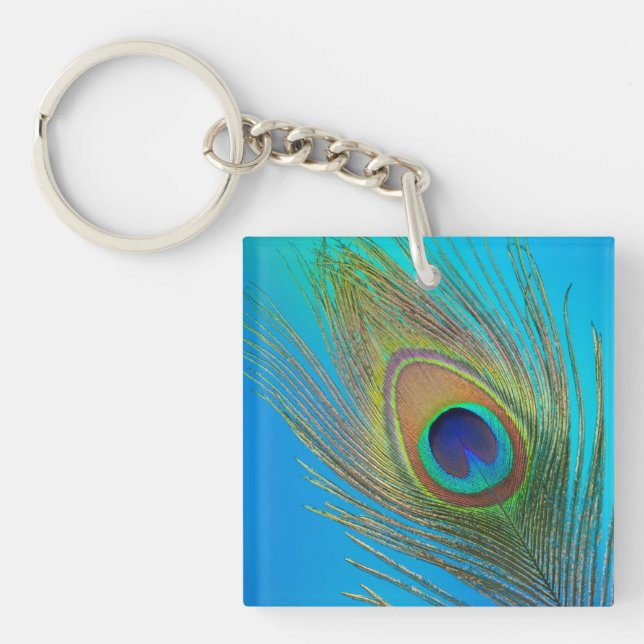 Peacock Tail Feather Keychain (Front)