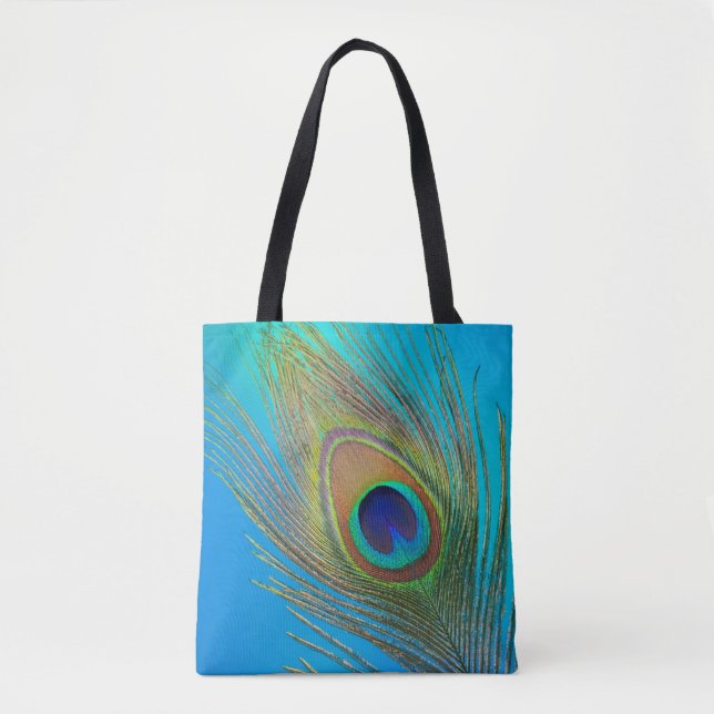 Peacock Tail Feather Tote Bag (Front)
