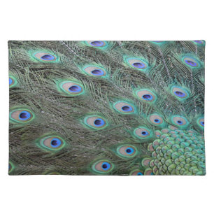Peacock tail feathers cloth placemat