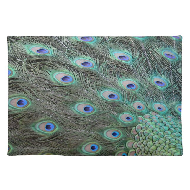 Peacock tail feathers cloth placemat (Front)