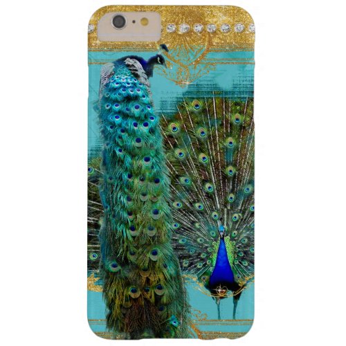 Peacock Tail Feathers Gold Glitter Baroque Jewel Barely There iPhone 6 Plus Case