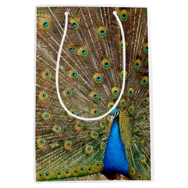 Peacock Tail Feathers Medium Gift Bag (Front)