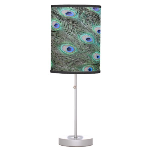 Peacock tail feathers table lamp