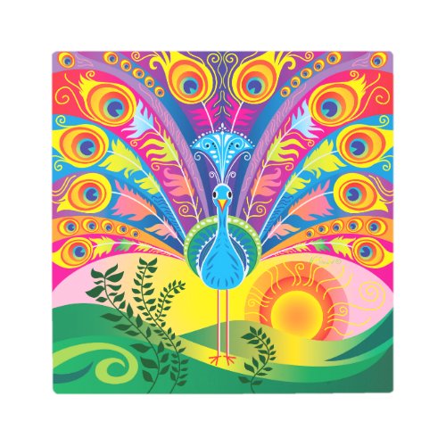 Peacock Tail Metal Print