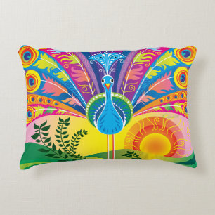 Peacock Tail Radiance Accent Pillow