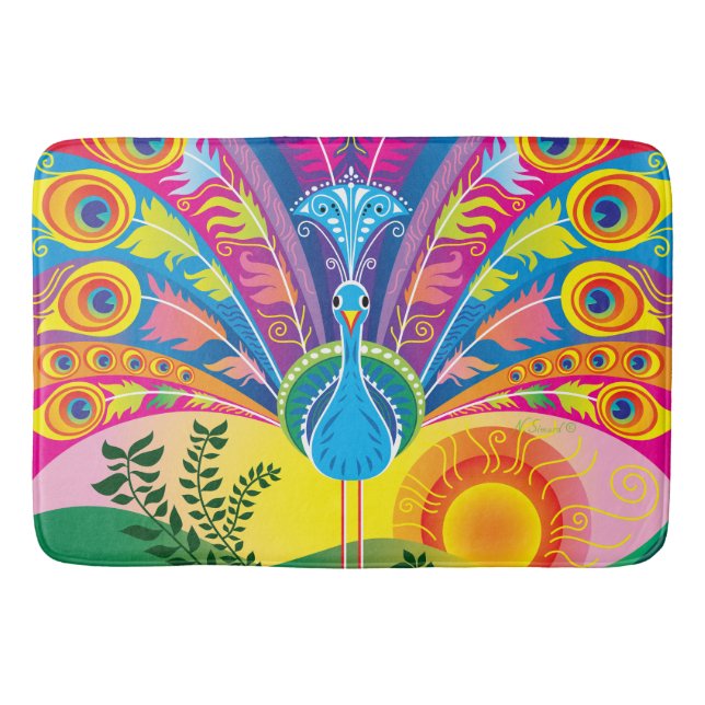 Peacock Tail Radiance Bath Mat (Front)