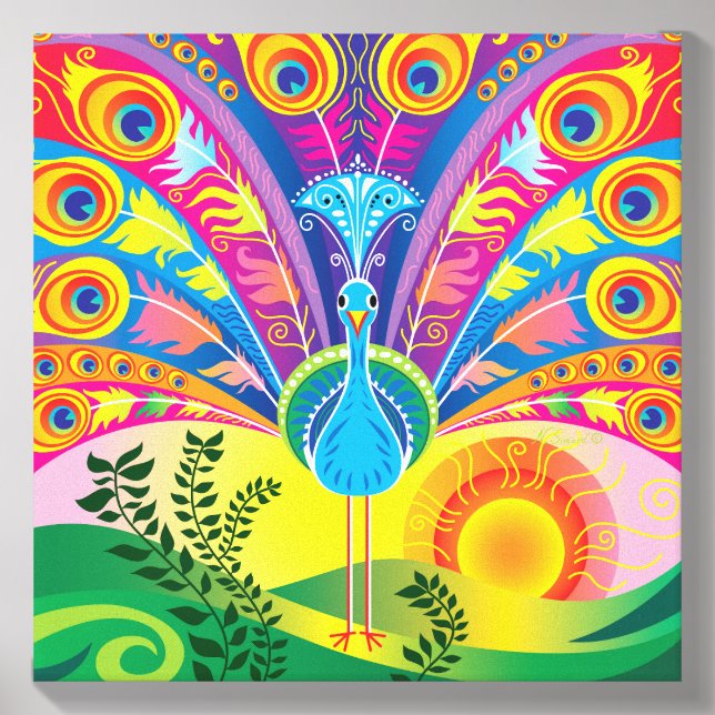 Peacock Tail Radiance Canvas Photo Tile (Front Set)
