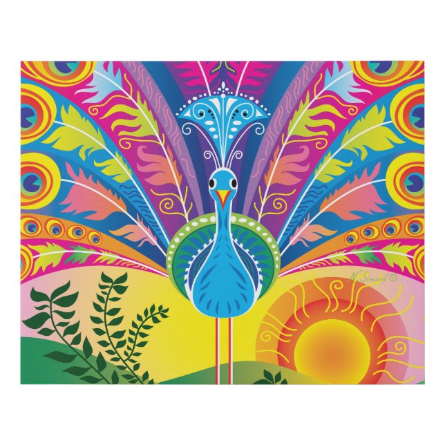 Peacock Tail Radiance Faux Canvas Print (Front)