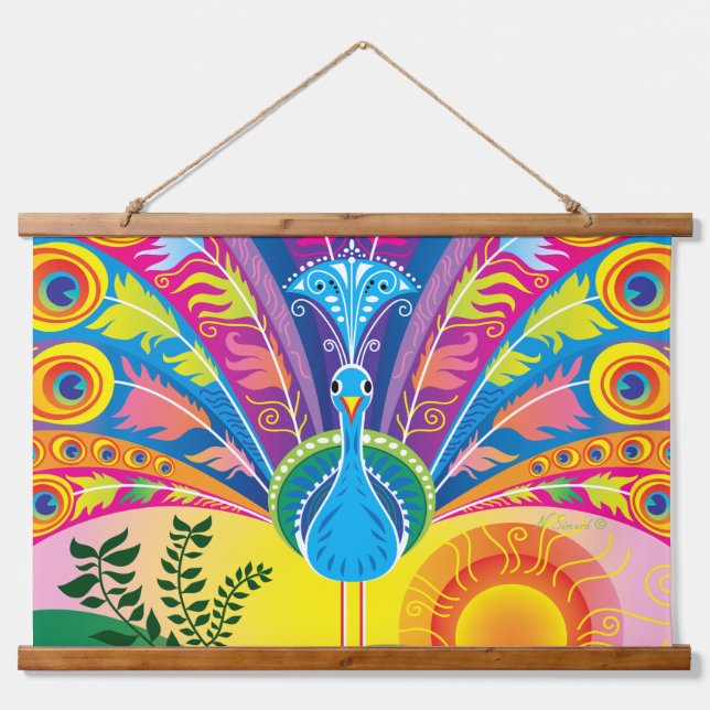 Peacock Tail Radiance Hanging Tapestry (Front)