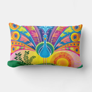 Peacock Tail Radiance Lumbar Pillow