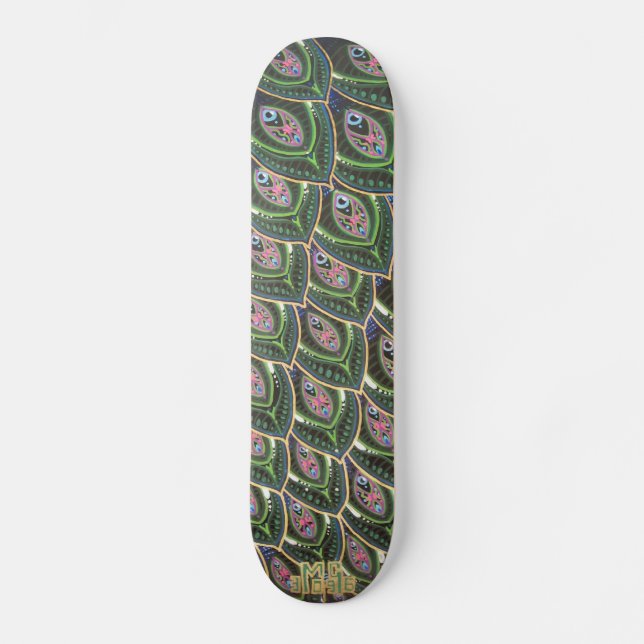 Peacock Tail Skateboard Deck (Front)