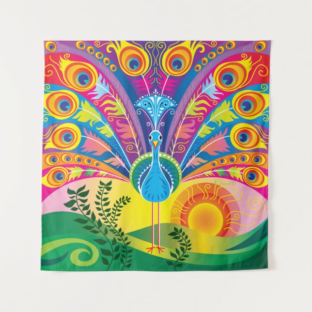 Peacock Tail Tapestry (Front)