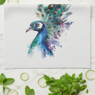 Peacock Tea Towel, Peacock Feathers, Wild Bird Kitchen Towel