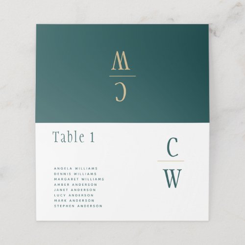 Peacock TEAL Green Gold Wedding Table Number Names Place Card