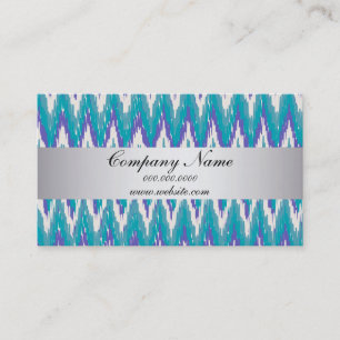 Peacock Teal TribaI ZigZag Pocket 2019 Calendar Business Card