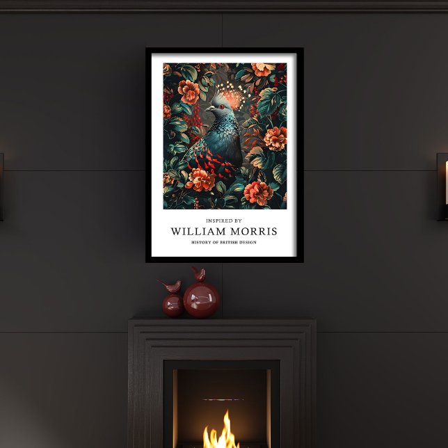 Peacock terracotta flowers William Morris inspired Framed Art (Peacock terracotta flowers William Morris inspired Framed Art)