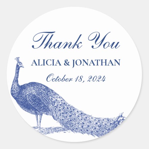 Peacock Thank You Favor Sticker