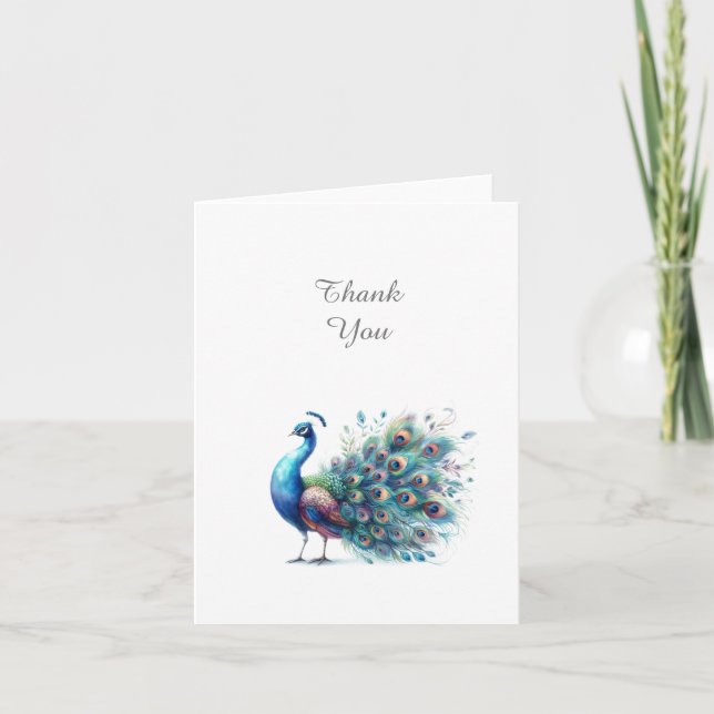 Peacock Thank You Note Card (Front)