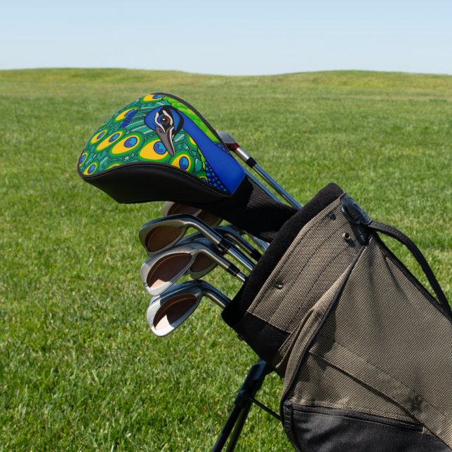 Peacock Themed Golf Driver Cover (In Situ)