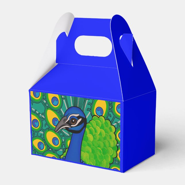 Peacock themed party favor box (Front Side)