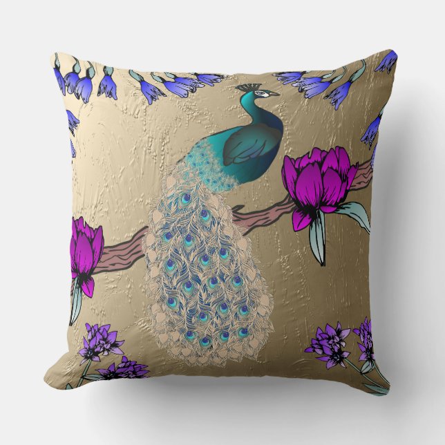 Peacock Throw Pillow (Front)
