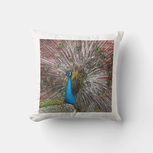 Peacock Throw Pillow (Front)
