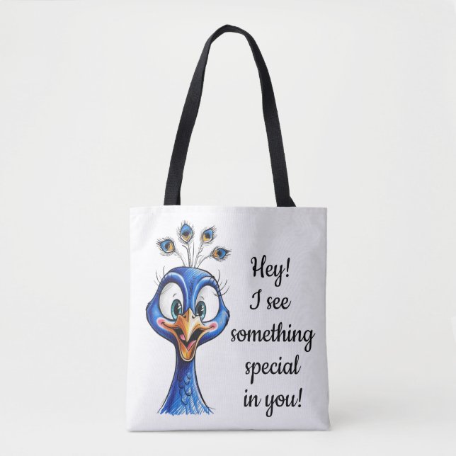 Peacock to Improve Humor Tote Bag (Front)
