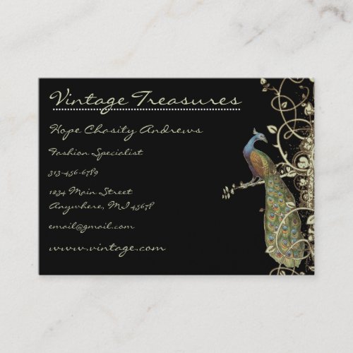 Peacock Tree Leaf Grunge Swirl Design Business Card Templates