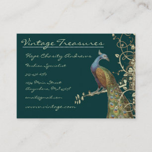 Peacock Tree Leaf Grunge Swirl Design Business Card