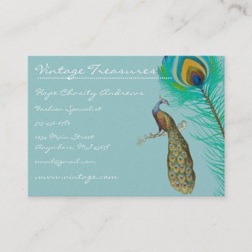 Peacock Tree Leaf Grunge Swirl Design Business Card Template