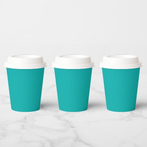 Peacock Turquoise Accent Color Ready to Customize Paper Cups