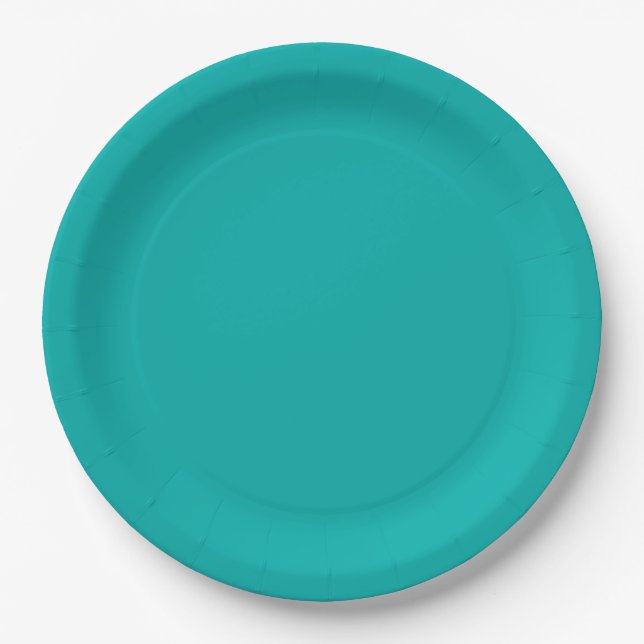 Peacock Turquoise Accent Color Ready to Customize Paper Plates (Front)