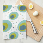 Peacock Turquoise Green Blue Oval Pattern Mid Mod Kitchen Towel<br><div class="desc">This fabulous mid century modern kitchen towel features 3 oval shapes,  in the colors of turquoise,  avocado green,  and blue,  along with dots,  diamonds,  and donut shapes. This will make a charming addition to any kitchen!</div>