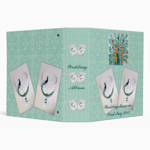 Peacock Turquoise Wedding Personalized 3 Ring Binder