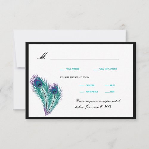 Peacock Tuxedo RSVP Cards