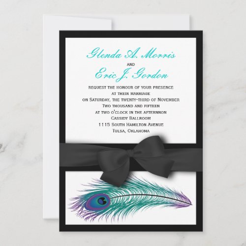 Peacock Tuxedo Wedding Invitation