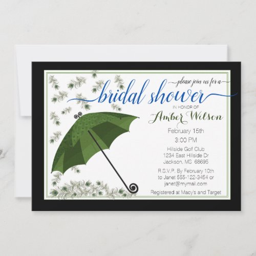 Peacock Umbrella Bridal Shower Invitation