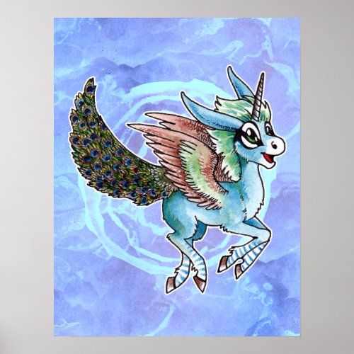 Peacock Unicorn Poster