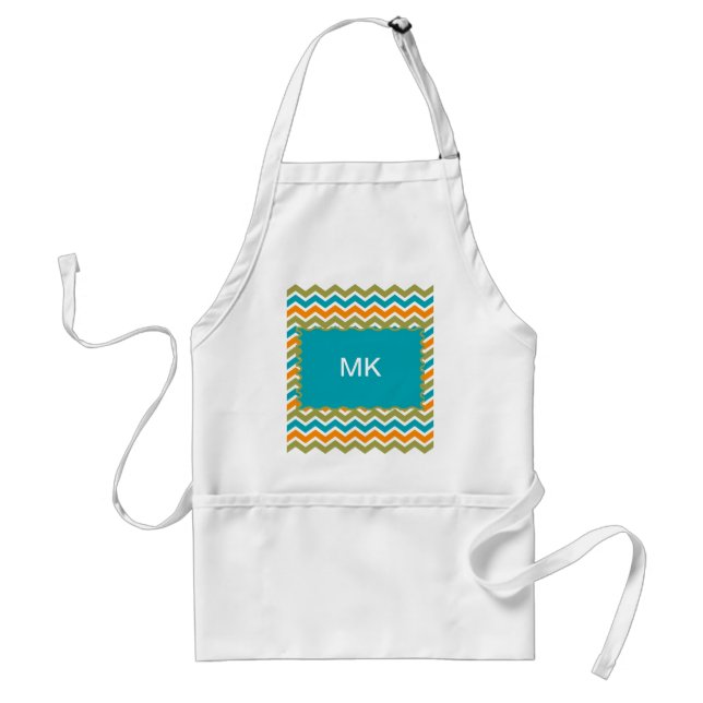 Peacock Vibrant Tribal Zigzag Adult Apron (Front)