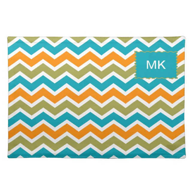 Peacock Vibrant Tribal Zigzag Cloth Placemat (Front)