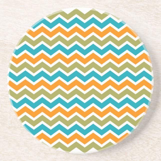 Peacock Vibrant Tribal Zigzag Coaster (Front)