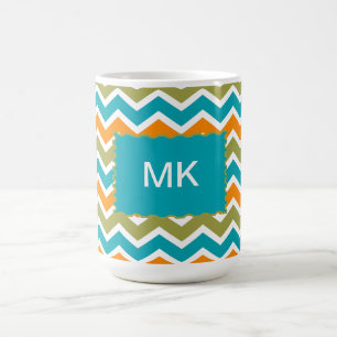Peacock Vibrant Tribal Zigzag Coffee Mug