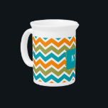 Peacock Vibrant Tribal Zigzag Drink Pitcher<br><div class="desc">New 2013 color trends Sneak Peak showcasing this bold peacock tribal chevron zigzag pattern - using colors from the new COLOR PALETTE 2013 -Bold and Bright colors pack a punch with new richness in color depth. Vibrant tribal colors that make one stand and stare- An unexpected yellow green with the...</div>