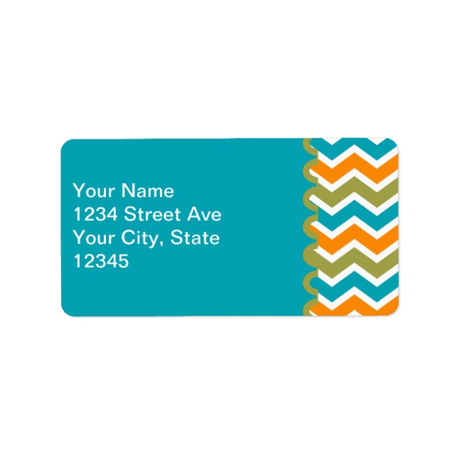 Peacock Vibrant Tribal Zigzag Label (Front)