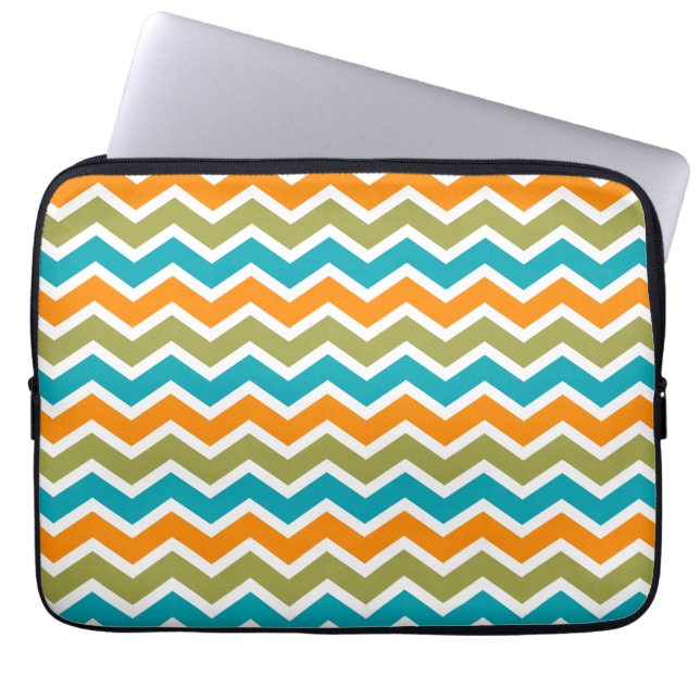 Peacock Vibrant Tribal Zigzag Laptop Sleeve (Front)