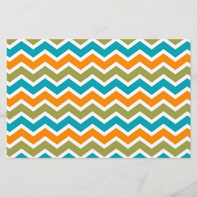 Peacock Vibrant Tribal Zigzag Stationery (Front)