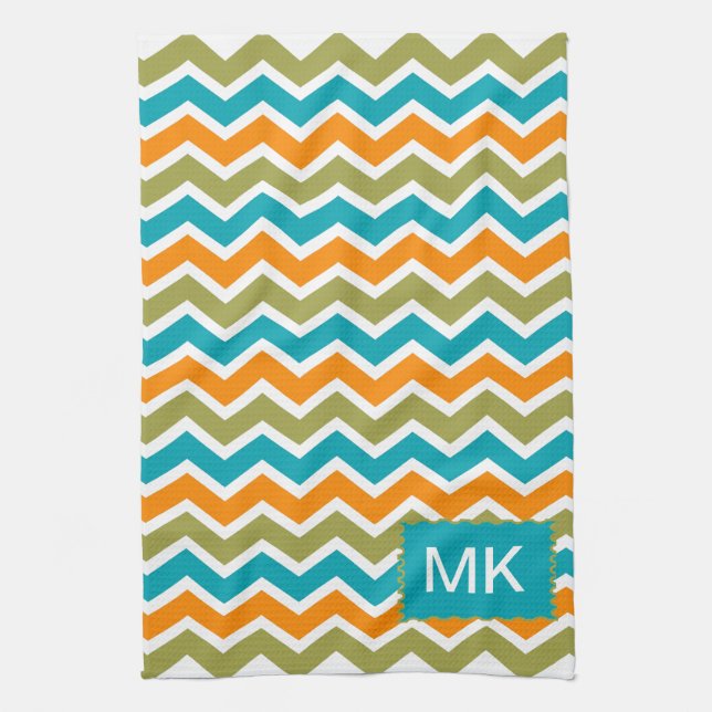 Peacock Vibrant Tribal Zigzag Towel (Vertical)