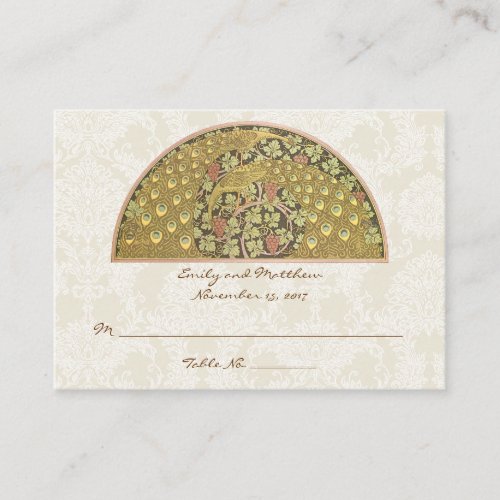 Peacock Vineyard Damask Table Place Cards Business Cards